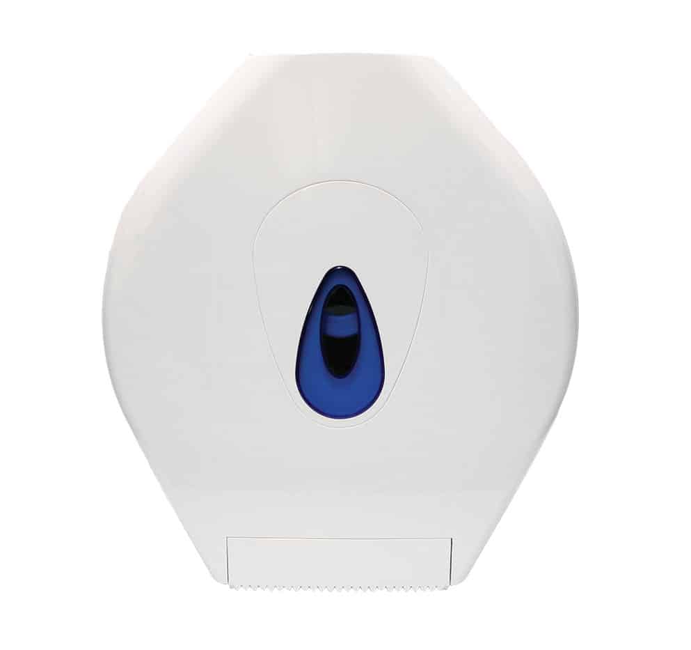 Toilet roll dispenser that holds mini jumbo toilet paper